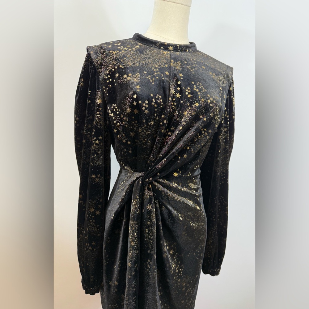 New!‎ All Saints Jemima Star Dress Black Velvet
Metallic Gold Printed Sz 10 $299 - Picture 12 of 14